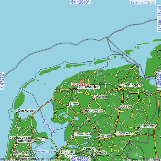 Topographic map of Burdaard