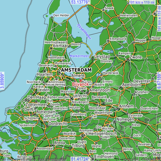 Topographic map of Bijvanck