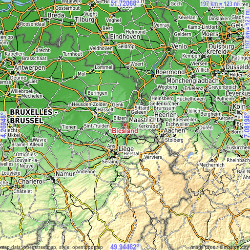 Topographic map of Biesland