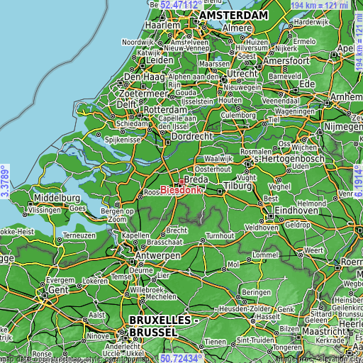 Topographic map of Biesdonk