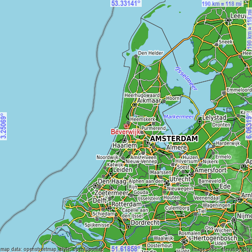 Topographic map of Beverwijk