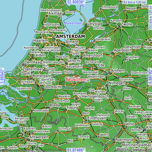 Topographic map of Beusichem