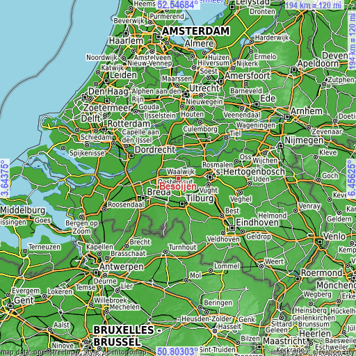 Topographic map of Besoijen