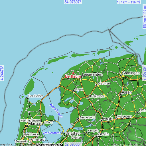 Topographic map of Berltsum