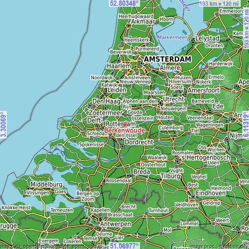 Topographic map of Berkenwoude