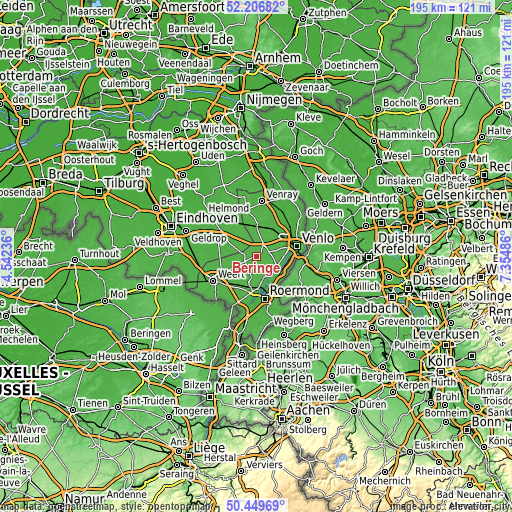 Topographic map of Beringe