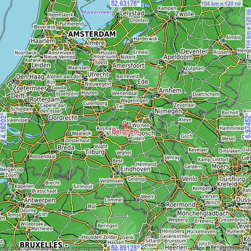 Topographic map of Berghem