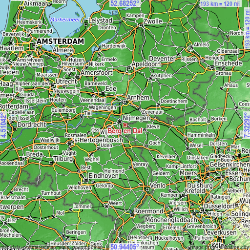 Topographic map of Berg en Dal