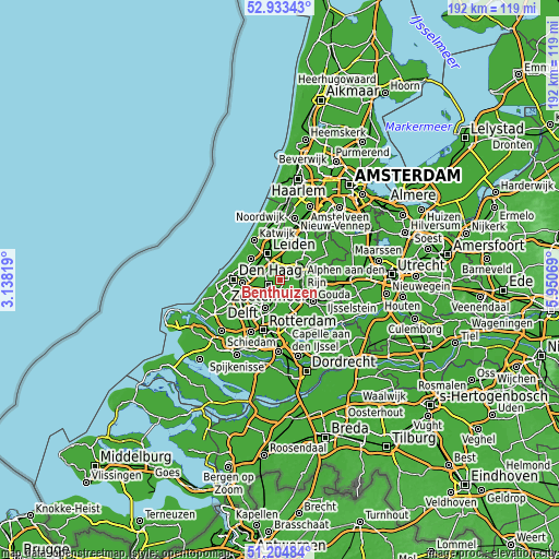 Topographic map of Benthuizen