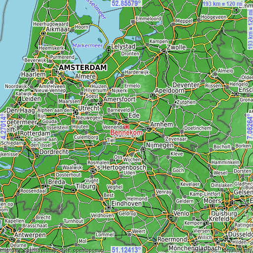 Topographic map of Bennekom