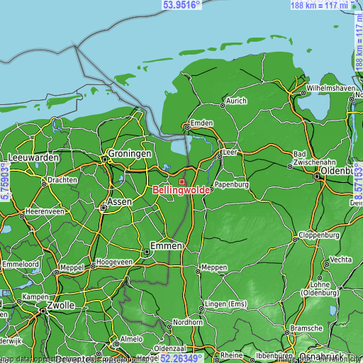 Topographic map of Bellingwolde