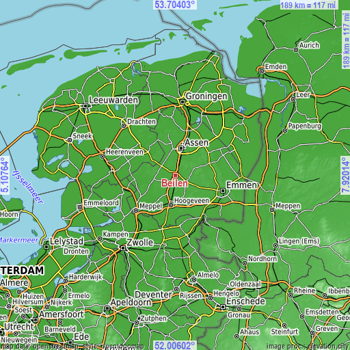 Topographic map of Beilen