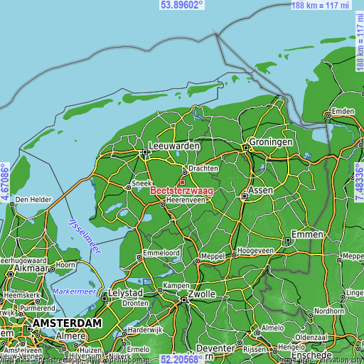 Topographic map of Beetsterzwaag