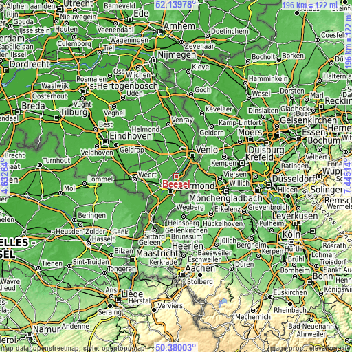 Topographic map of Beesel