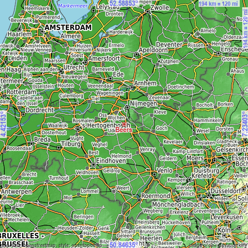 Topographic map of Beers