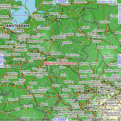 Topographic map of Beek gem Montferland