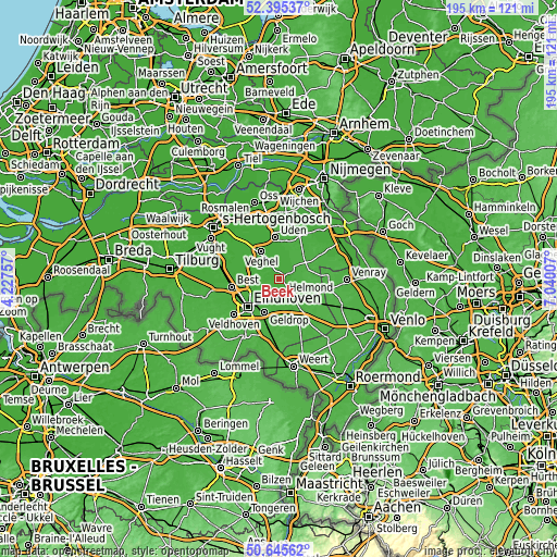 Topographic map of Beek