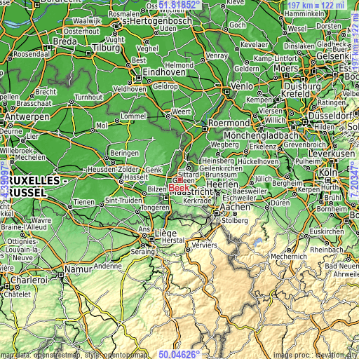 Topographic map of Beek