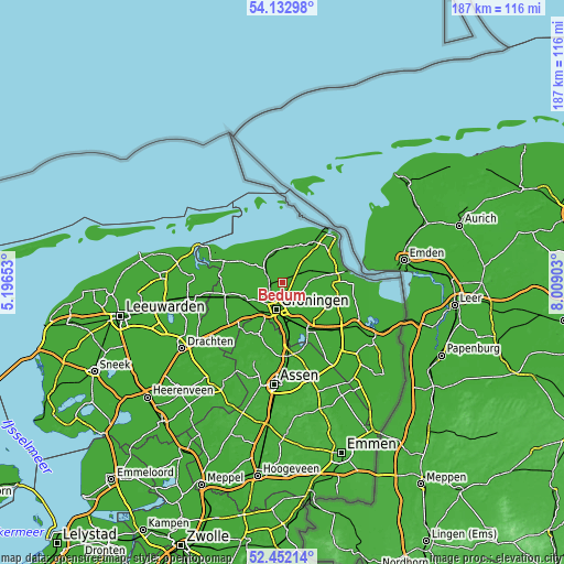 Topographic map of Bedum