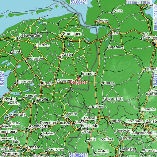 Topographic map of Bargeres