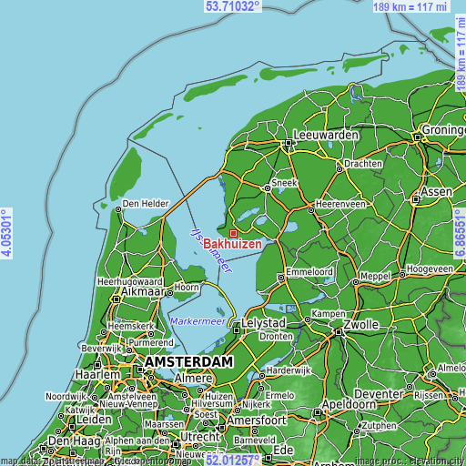 Topographic map of Bakhuizen