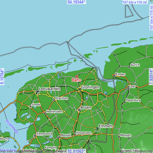 Topographic map of Baflo