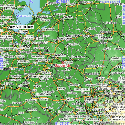 Topographic map of Babberich