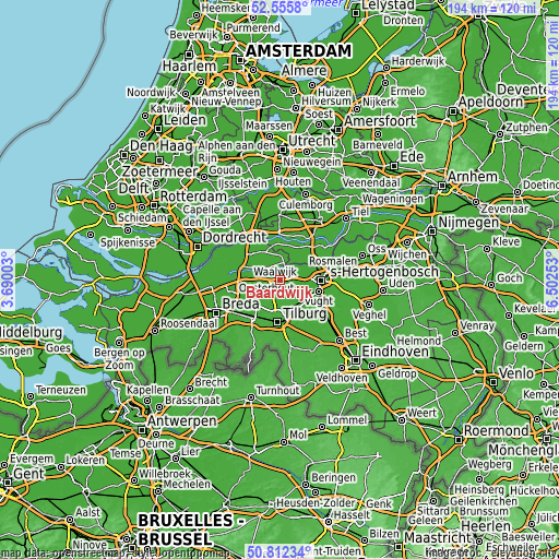 Topographic map of Baardwijk