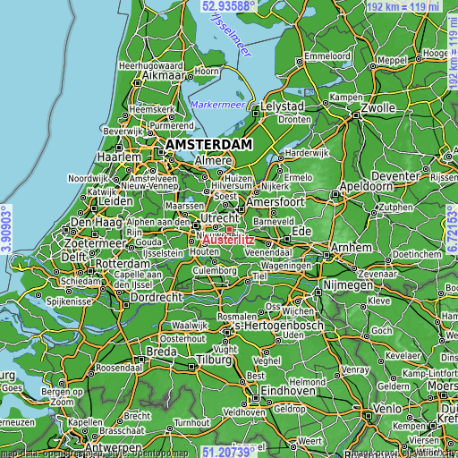 Topographic map of Austerlitz