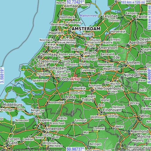 Topographic map of Arkel