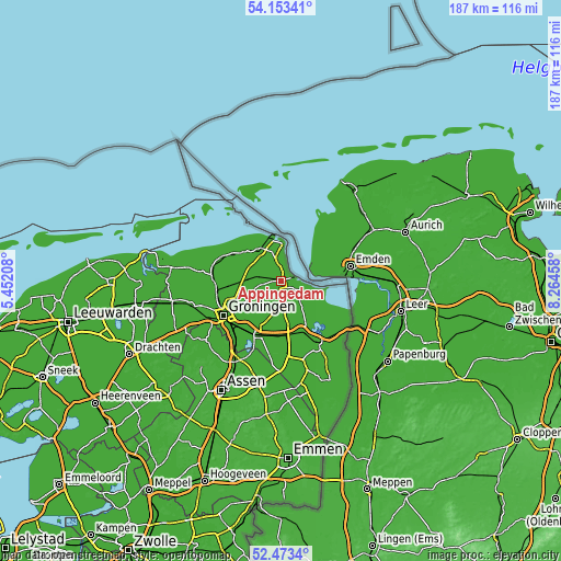 Topographic map of Appingedam