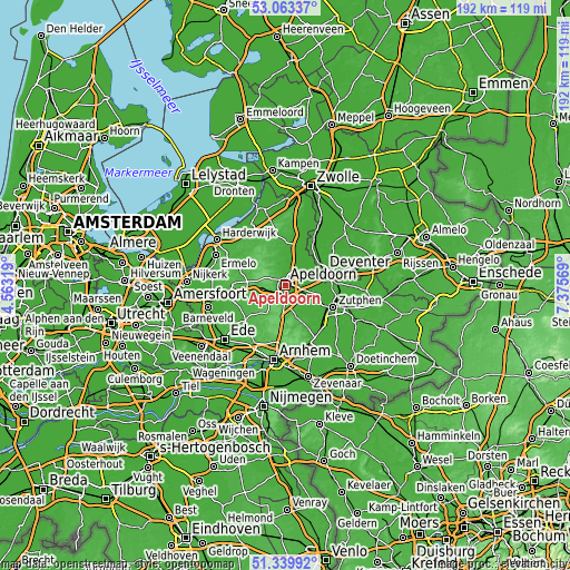 Topographic map of Apeldoorn