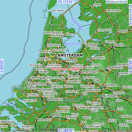 Topographic map of Ankeveense Rade