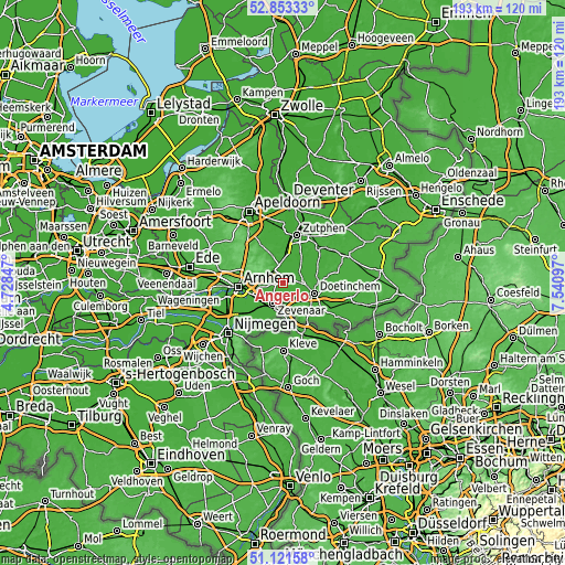 Topographic map of Angerlo