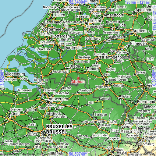 Topographic map of Alphen