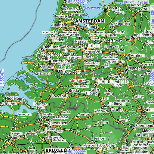 Topographic map of Almkerk