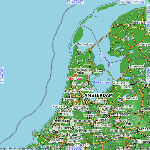Topographic map of Alkmaar
