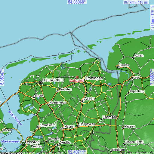 Topographic map of Aduard