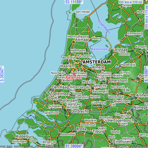 Topographic map of Aalsmeer