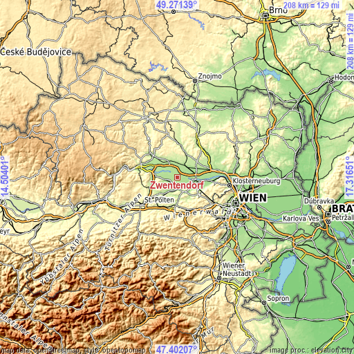 Topographic map of Zwentendorf