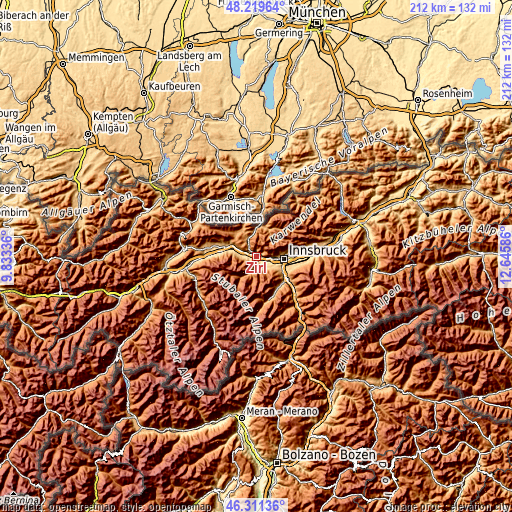 Topographic map of Zirl