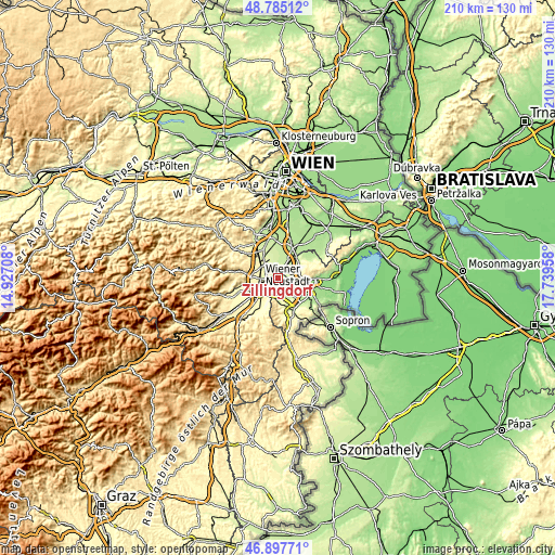 Topographic map of Zillingdorf