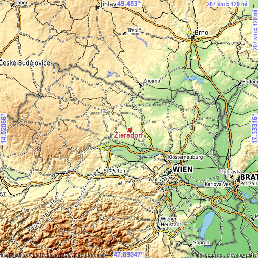 Topographic map of Ziersdorf