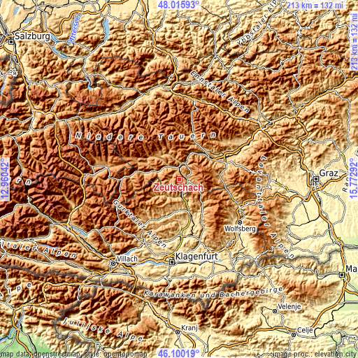 Topographic map of Zeutschach