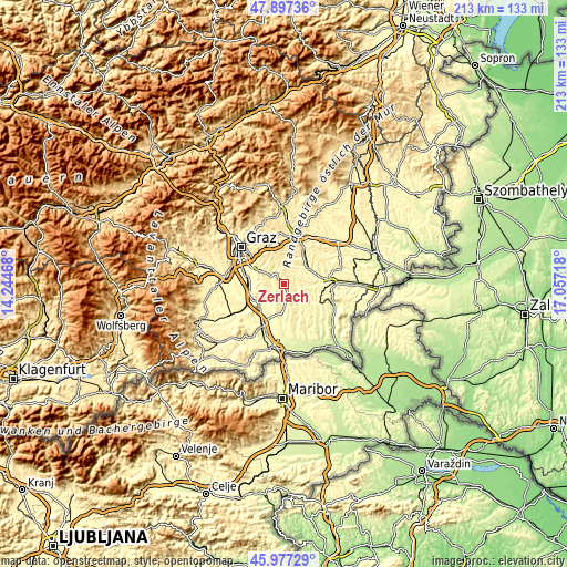 Topographic map of Zerlach