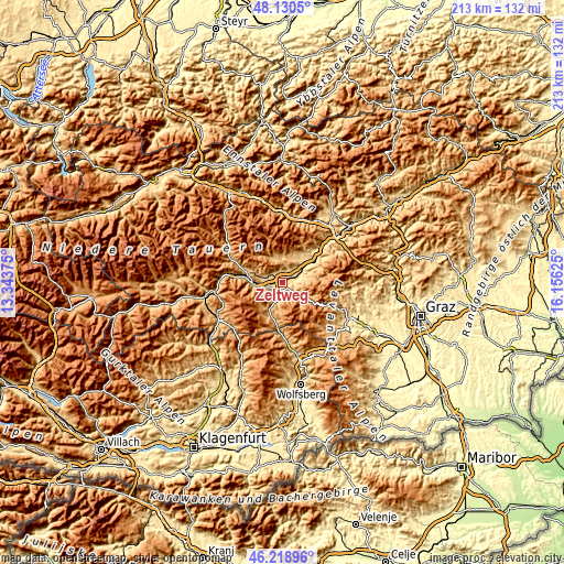 Topographic map of Zeltweg