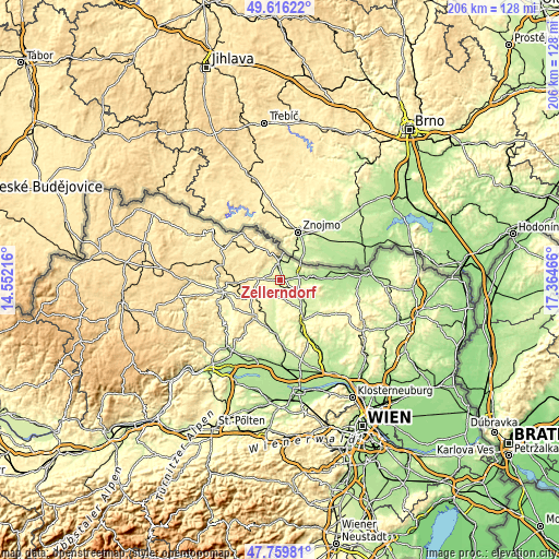 Topographic map of Zellerndorf