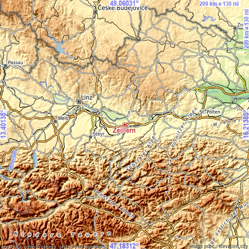 Topographic map of Zeillern