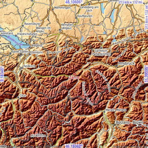 Topographic map of Zams