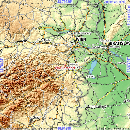 Topographic map of Wöllersdorf